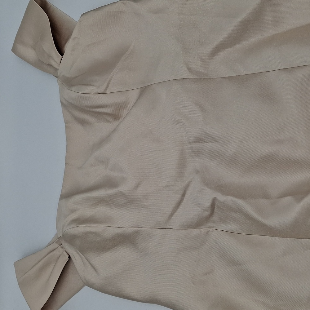 Alfred Sung Off-the-Shoulder Bow-Back Satin Trumpet Gown Champagne 16R - Picture 2 of 16